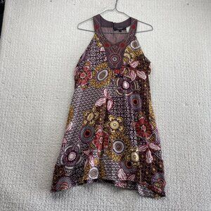 Y2K Minkas Floral Swing Tank Swing Dress Wom M Sleeveless Boho Festival Hippie